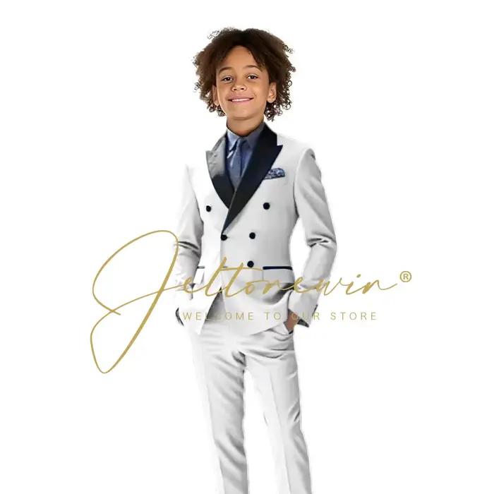 Costume bleu ciel pour garçons veste et pantalon de smoking blazer à revers double boutonnage tenue formelle pour enfants de 2 à 16 ans occasions spéciales mariage baptême cérémonie scolaire