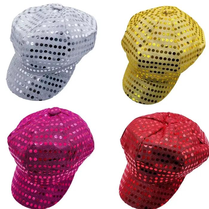 Chapeau à paillettes disco rétro des années 70 et 80 – Casquette de performance octogonale vintage