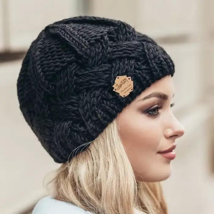 Nouveau chapeau d'hiver pour femmes bonnet tricoté épais Skullies