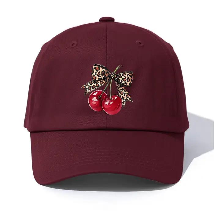 Casquette de Baseball imprimée cerise avec nœud pour adultes