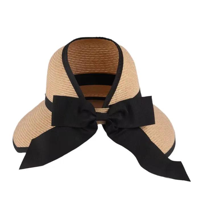 Chapeau de soleil pour femme à visière large en paille