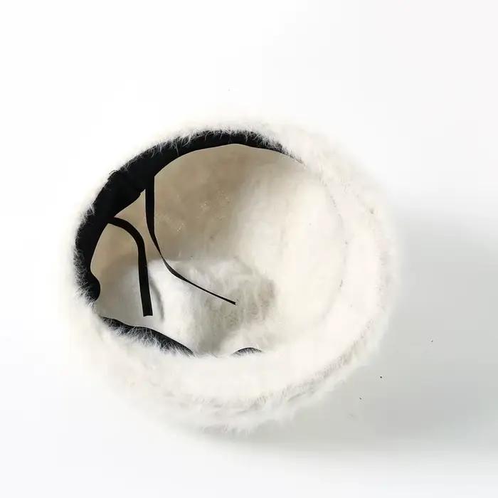 Béret réversible en fourrure de lapin pour femme