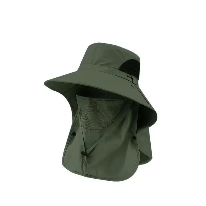 Nouveau Chapeau Pare-Soleil à Grande Visière avec Masque Intégré pour la Pêche