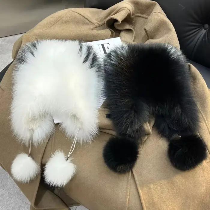 Ushanka-Chapeaux en fourrure de renard véritable pour femmes