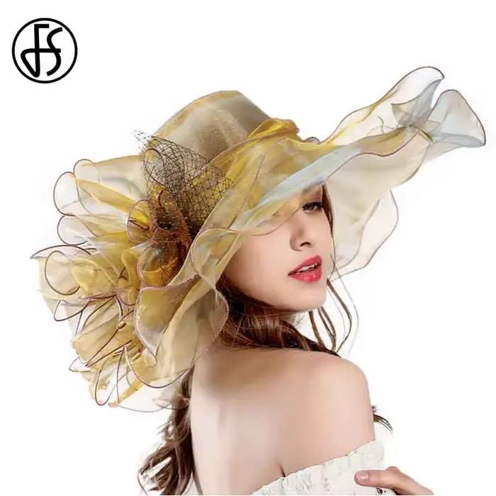 FS violet rouge grands chapeaux pour femmes plage à large bord Fedora élégant église
