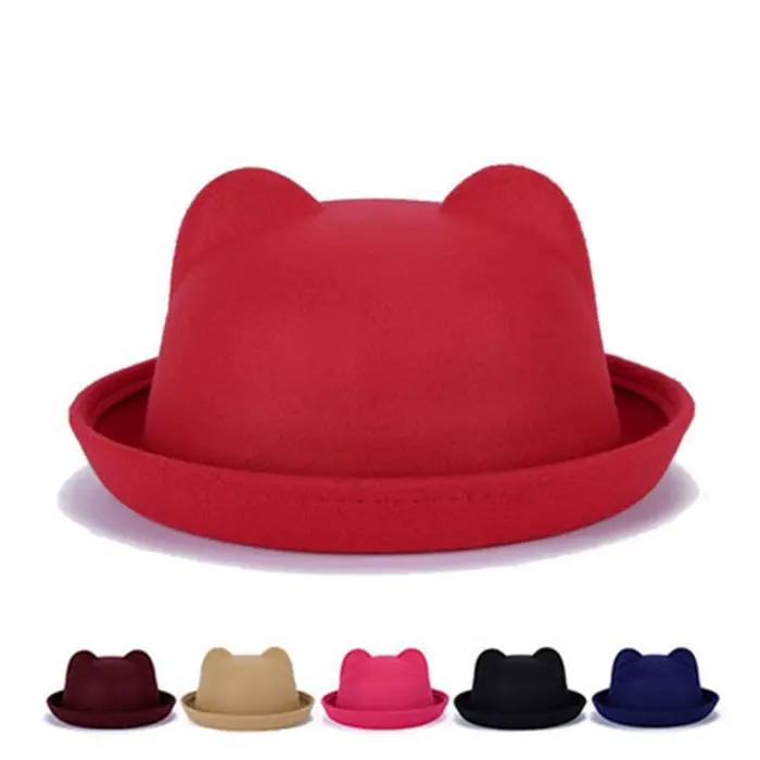 Nouveau Cadeau de noël femmes filles oreilles de chat chapeau formel hiver mignon Parent-enfant
