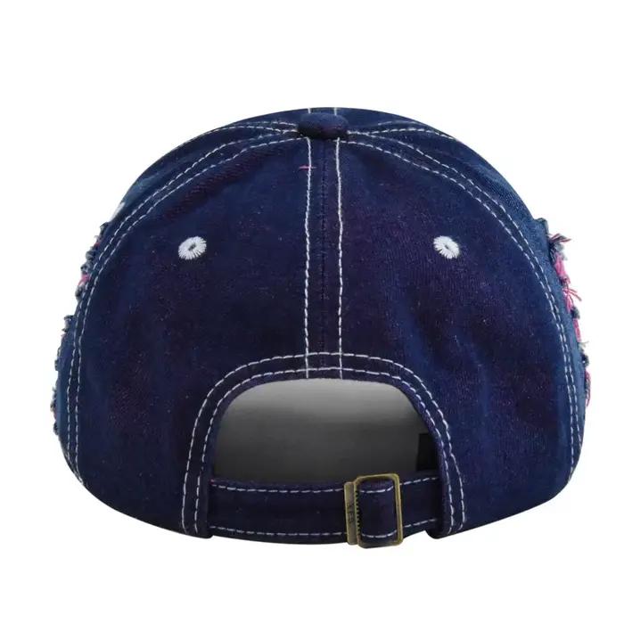 Chapeau de Baseball délavé en Denim rétro en détresse