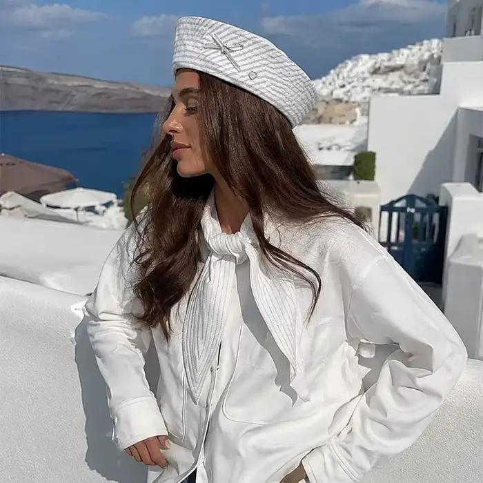 Chapeau de marin octogonal à rayures pour cosplay
