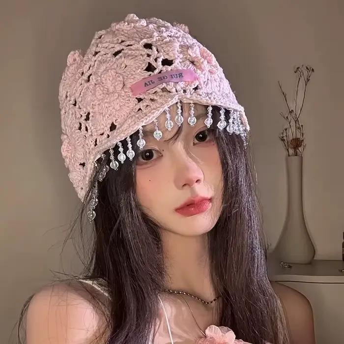 Chapeaux de pull à franges et perles de Style bohémien pour femmes