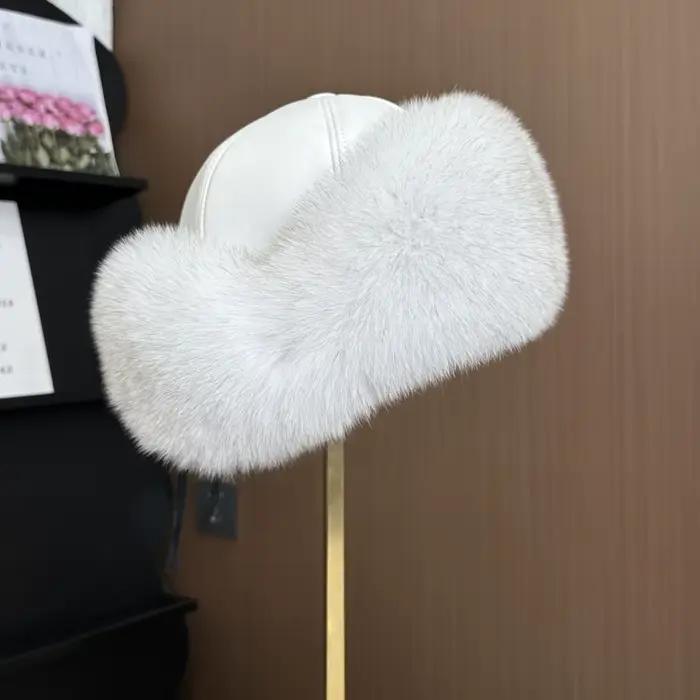 Chapeau de protection des oreilles en fourrure de renard pour femmes