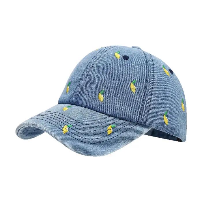 Casquette de Baseball en Denim bleu citron pour hommes et femmes
