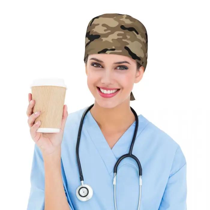 Casquette de travail de nettoyage à motif de camouflage marron forêt