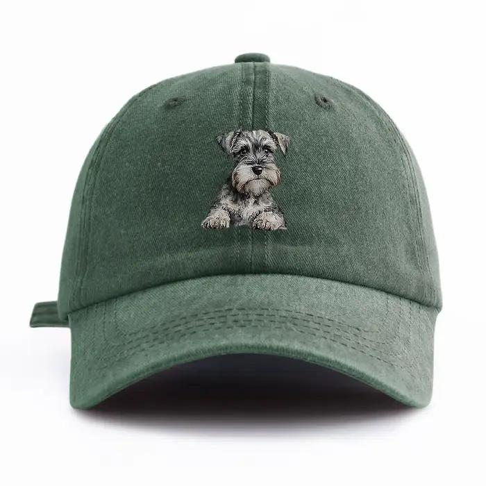 Casquette de Baseball délavée imprimée Schnauzer pour adultes