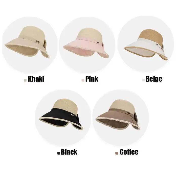 Chapeau de soleil en paille pour femme avec nœud