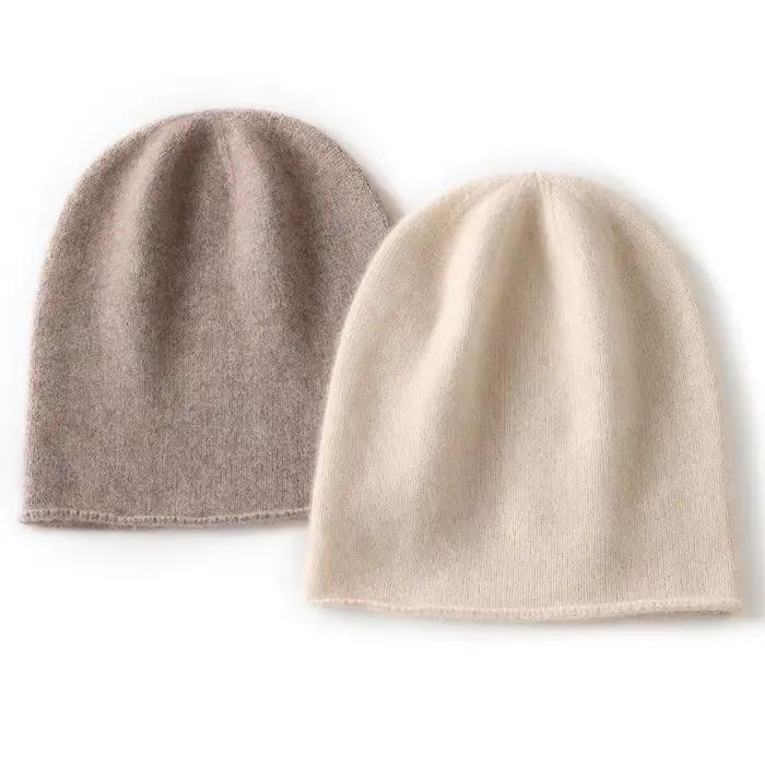 Couleur unie cachemire tricoté bonnet chapeau hiver unisexe 35%