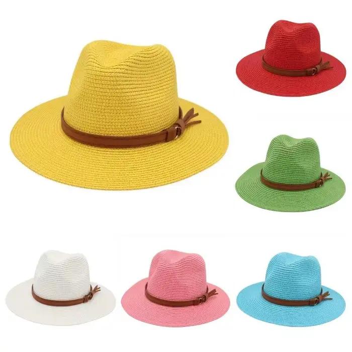 Chapeau Panama Printemps-Été avec ceinture jaune