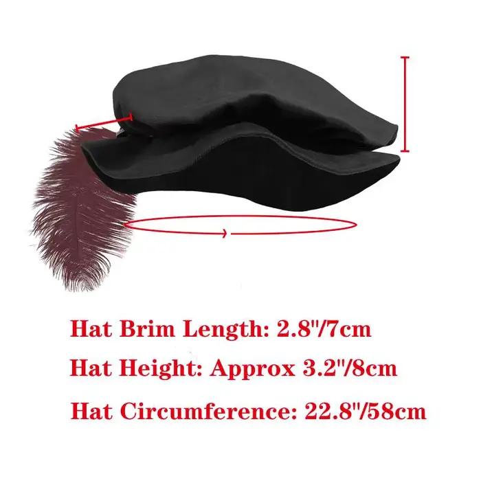 Chapeau Tudor médiéval en daim WENAM avec plume