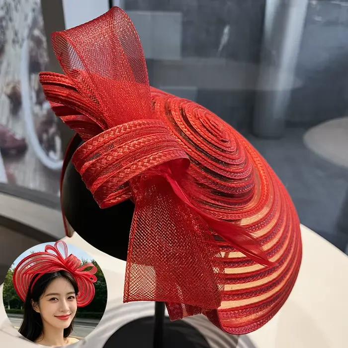 Élégant chapeau en maille tressée rétro polyvalent haut de gamme pour femme