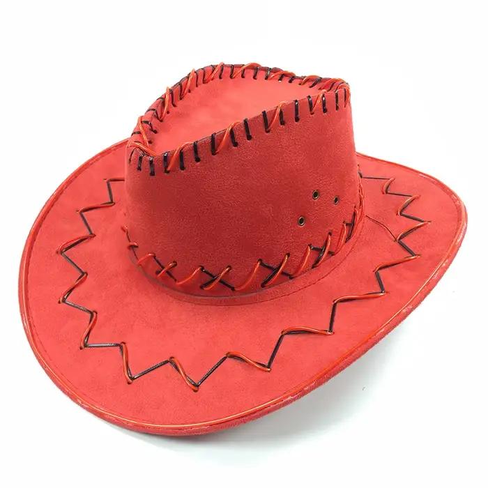 1 casquette de cowboy rouge lumineuse à fil EL pour adulte
