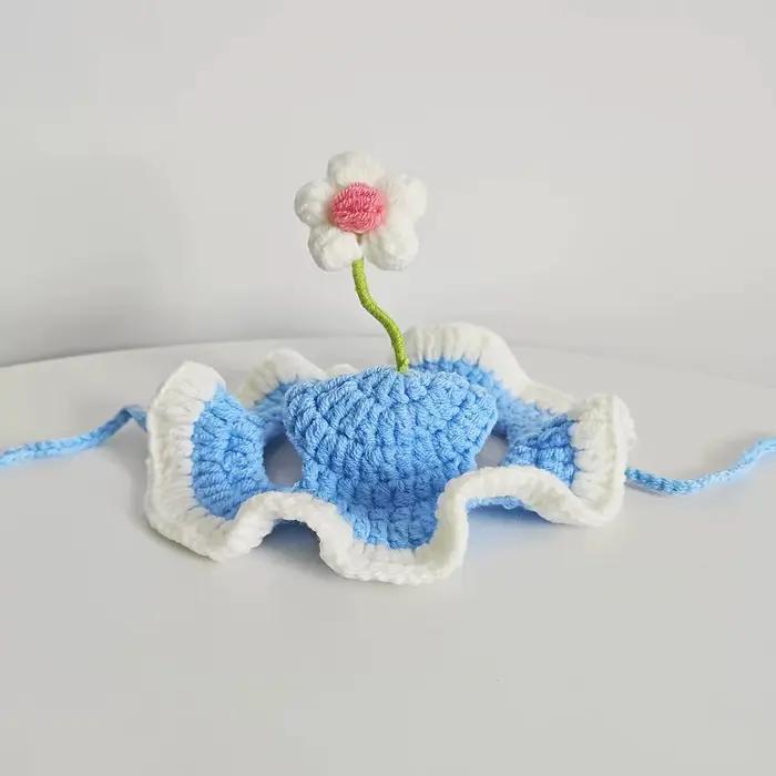 Chapeau pour chat, adorable chapeau en crochet à fleurs