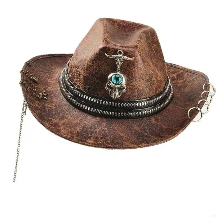 Chapeau seau élégant avec embellissement chaîne gothique