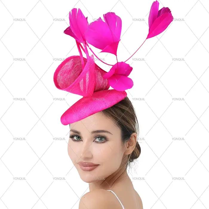 Belle Sinamay haute qualité femmes Fascinator chapeau bandeau arc casque de mariage avec pince à cheveux Cridal fête