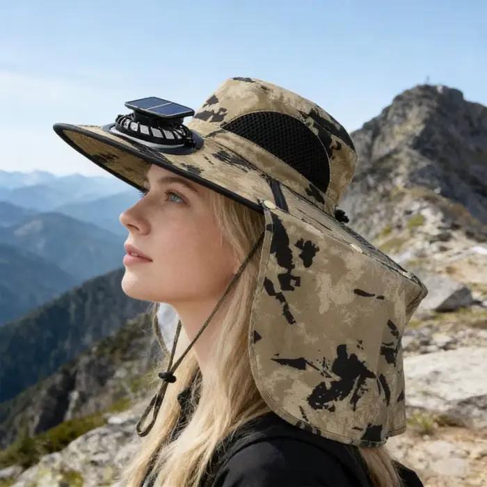 Chapeau solaire avec ventilateur et protection UV