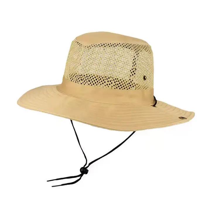Chapeau de Pêche en Maille Polyester Anti-UV Casquette de Montagne Chapeau de Camping et de Randonnée à Large Bord Accessoires de Voyage pour le Soleil Occasions Spéciales Hommes