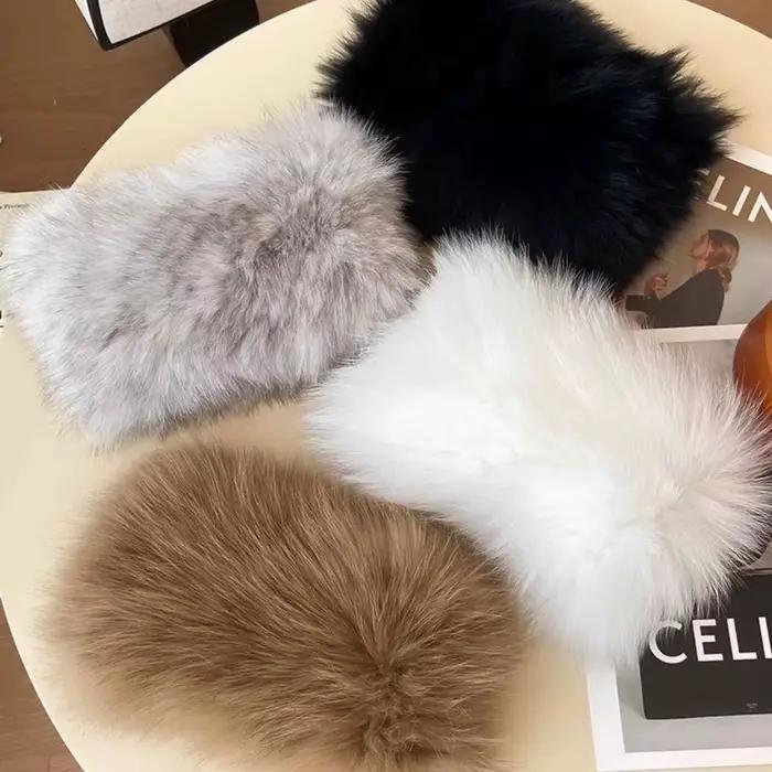 Bandeau en fausse fourrure moelleuse chaleureux et élégant pour femmes, accessoire de cheveux en peluche de luxe, bandeau épais tendance, chaude pour l'hiver, couvre-oreilles coupe-vent pour extérieur, occasion spéciale