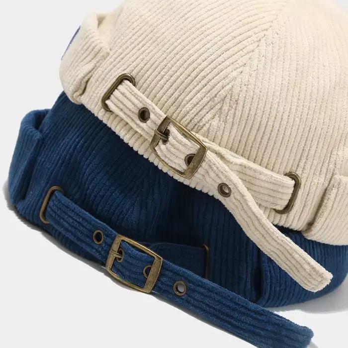 Bocca Beanie chapeaux sans bords chapeau casquettes pour hommes femmes velours côtelé dôme réglable Vintage couleur unie unisexe hiver printemps automne