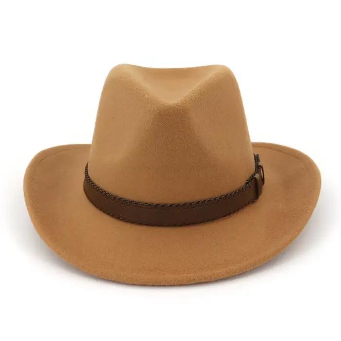 QBHAT – chapeaux Fedora de Cowboy en feutre de laine à large bord