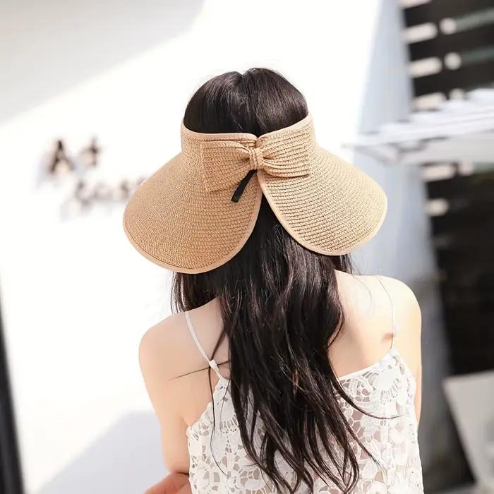 Chapeau à visière d'été pour femmes, casquette de soleil pliable, bord large, chapeau de paille de plage, chapeau sportif multicolore pour femmes occasions estivales