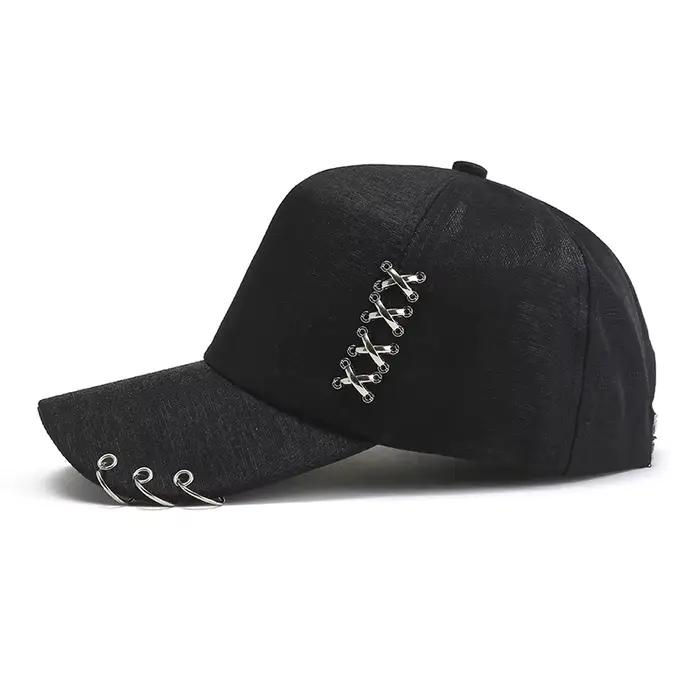 Casquette de luxe mercerisée ventilée avec anneau en métal pour homme et femme style sport protection solaire réglable quatre saisons sport