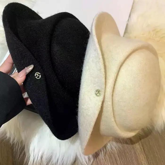 Chapeau haut-de-forme noir élégant de Style Hepburn français pour femmes