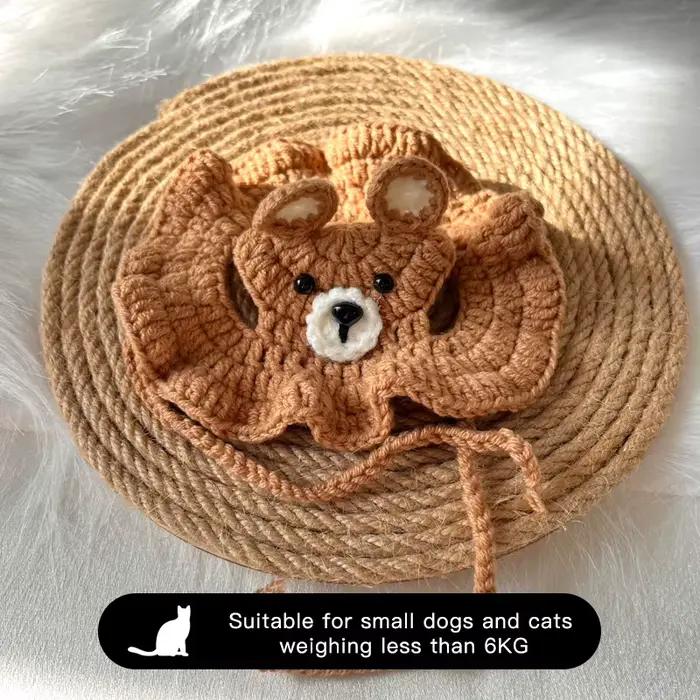 Chapeau au crochet ours brun pour chats et animaux de compagnie