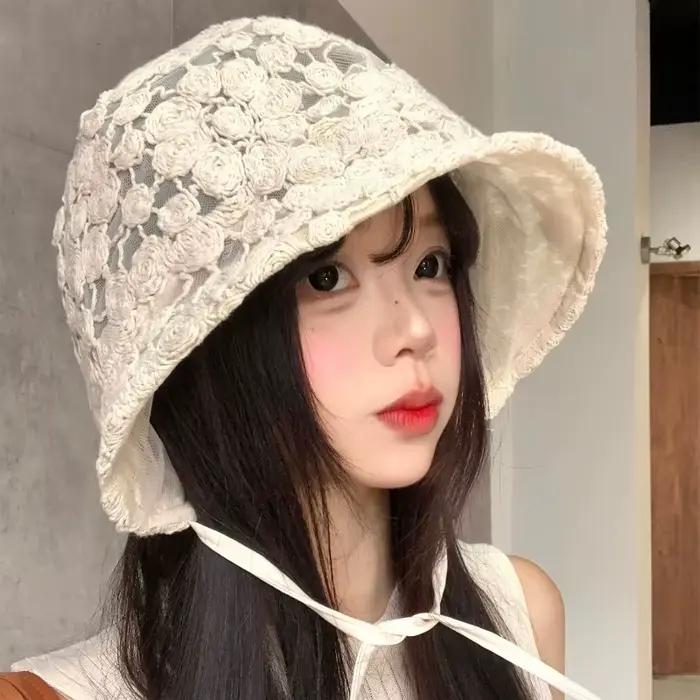 Chapeaux Bob Mori Niche en Maille à Motif Floral pour Femme – Protection Solaire Respirante et Légère pour l'Été