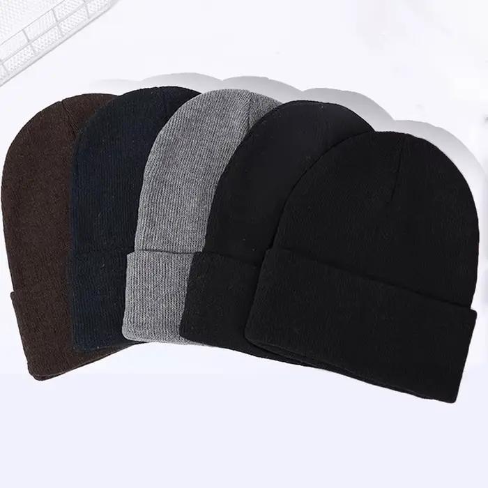 Chapeau rond rétro tricoté de couleur unie