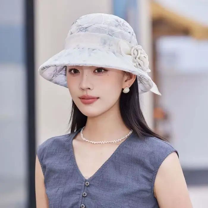 Chapeau de pêcheur pliable à motif floral