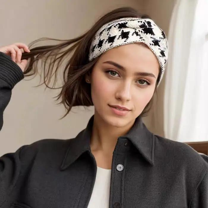 5 pièces/3 pièces ensemble tricoté mille oiseaux mode femmes bandeaux rétro chaud haute élasticité bandeau cheveux Accessoires