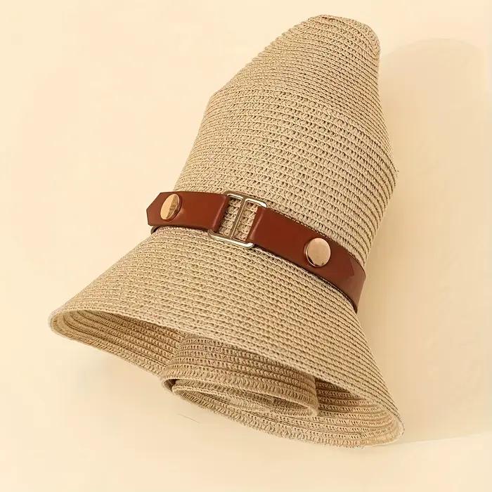 Chapeau de paille d'été pour femme à calotte plate