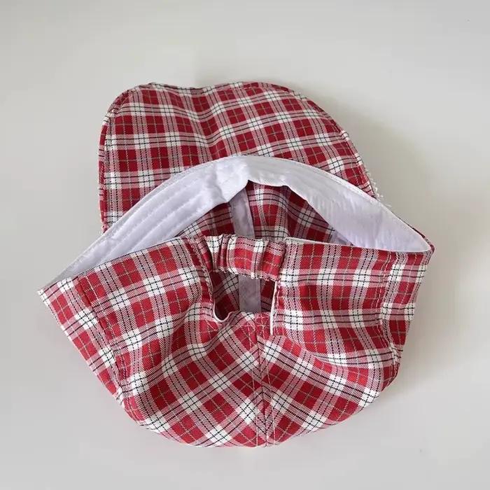 Casquette de baseball créative en coton à motif écossais rouge