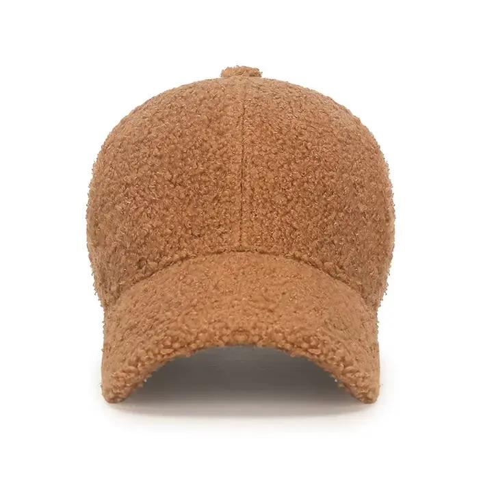 Casquette de baseball unie en laine d'agneau d'hiver