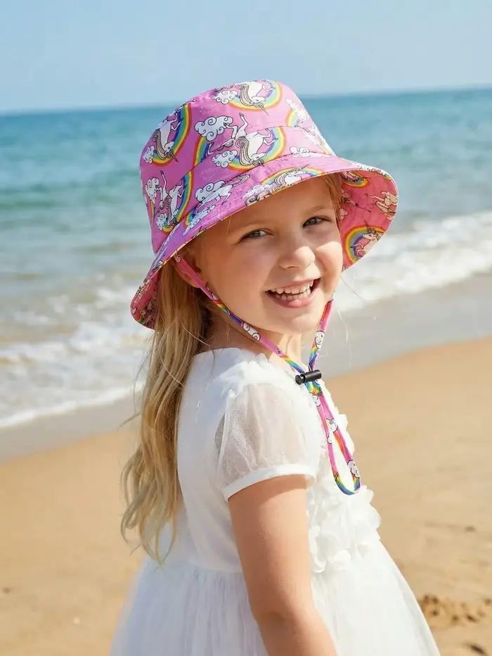 Chapeau seau de couleur unie pour filles de 3 à 8 ans