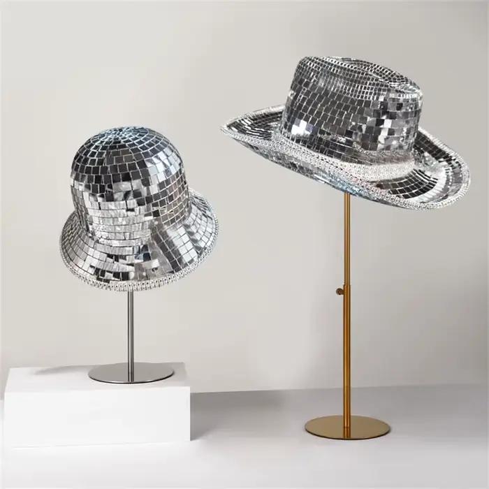 Chapeau de Cowboy Disco à paillettes miroir superbes chapeaux de boule