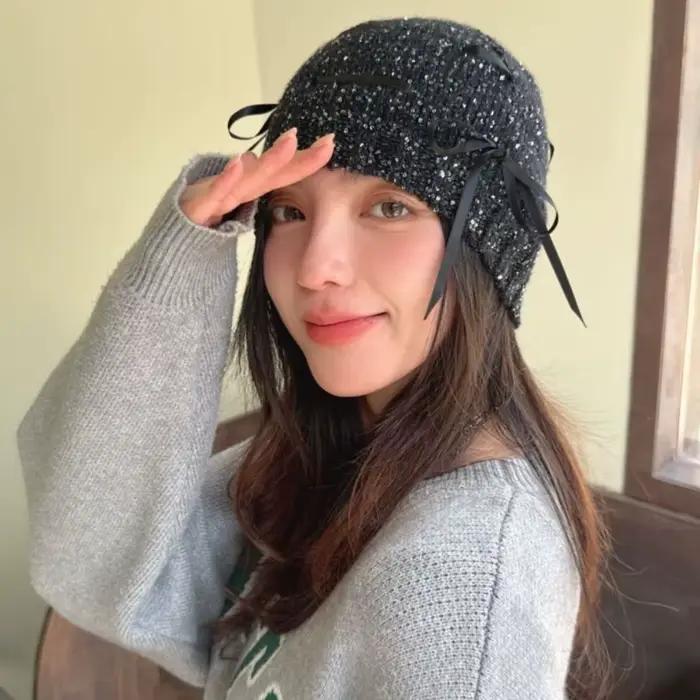 Doux nœud papillon bonnets chapeau noir