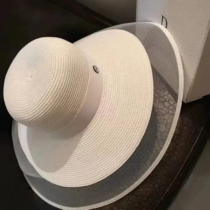 Fascinant voile filet chapeau de soleil UPF 50 + dames Kentucky Derby chapeaux à large bord