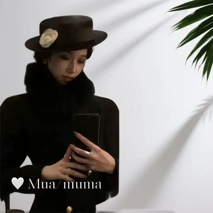 Hebe Style noir dentelle camélia chapeau élégant français noble à la mode plat haut-de-forme Chic casquette sans bride