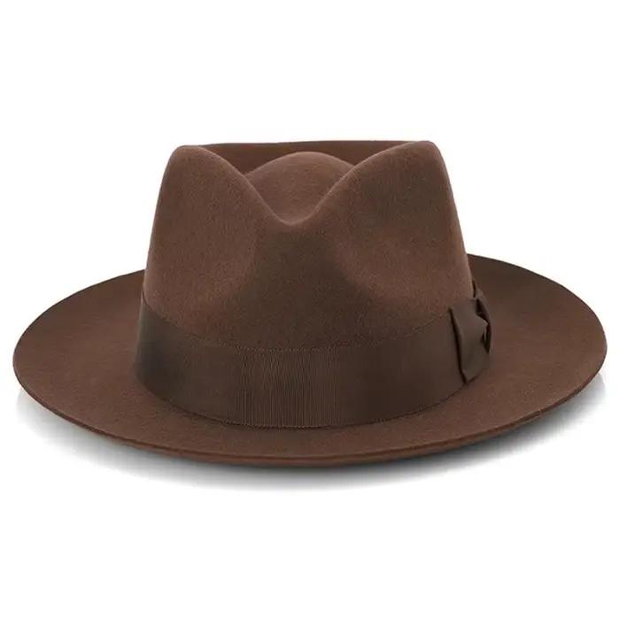 Chapeau Fedora en Feutre Classique Style Vintage pour Hommes Occasions Spéciales Noir Marron Gris Bleu Chapeau Polyvalent pour Toutes les Saisons