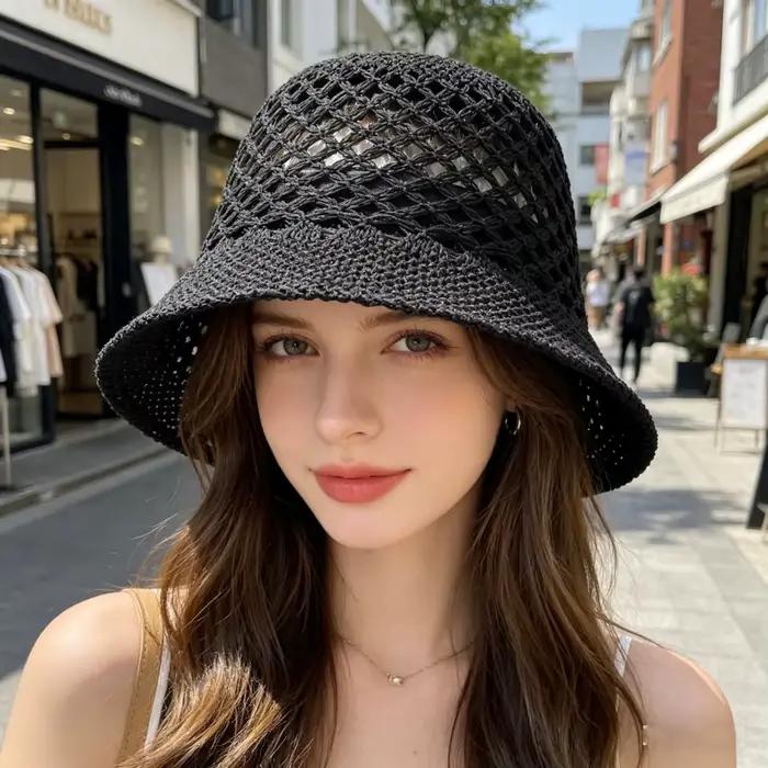 Chapeau d'été ajouré en maille pour femme