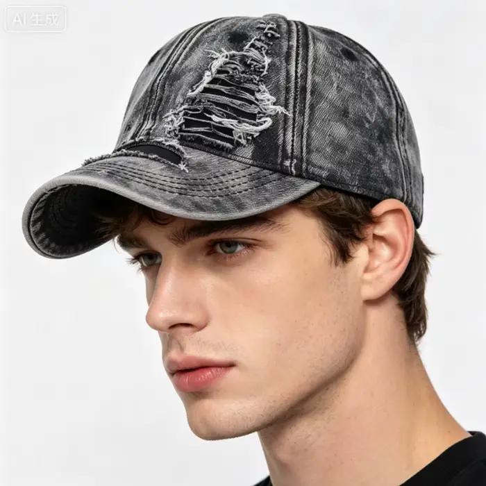 Casquette de baseball en jean déchiré pour hommes et femmes